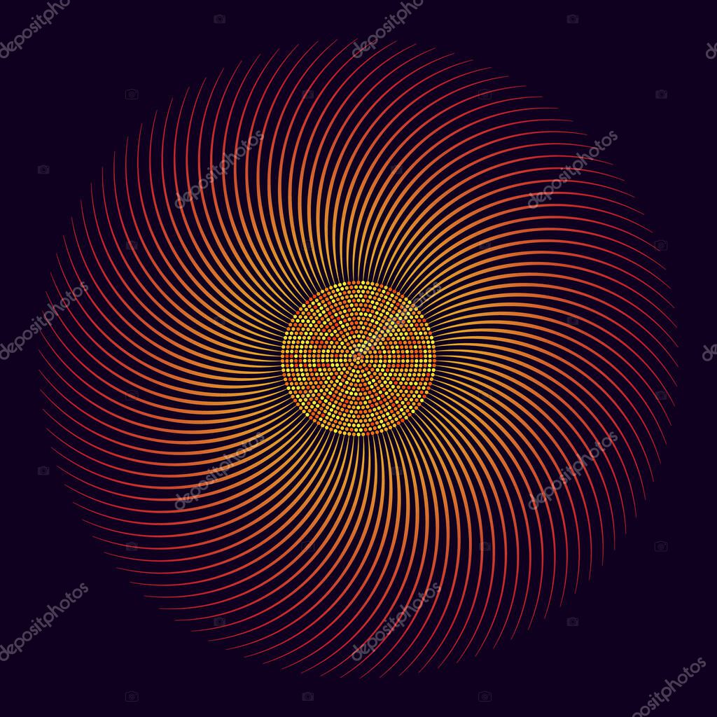 Art sun icon. Abstract orange circle logo like sun.