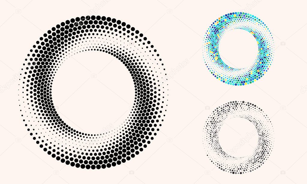 Abstract dotted vector background. Halftone effect. Spiral dotted background or icon. Yin and yang style