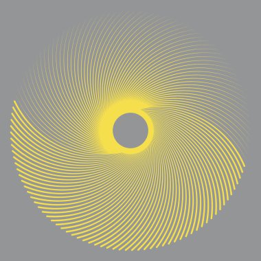 Gri arkaplanda dövmeli altın rengi var. Çizgiler logo veya simge olarak daireler çizer.