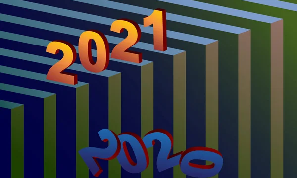 2021号在边缘上方 2020号下降 矢量图解中的3D仿真 — 图库矢量图片