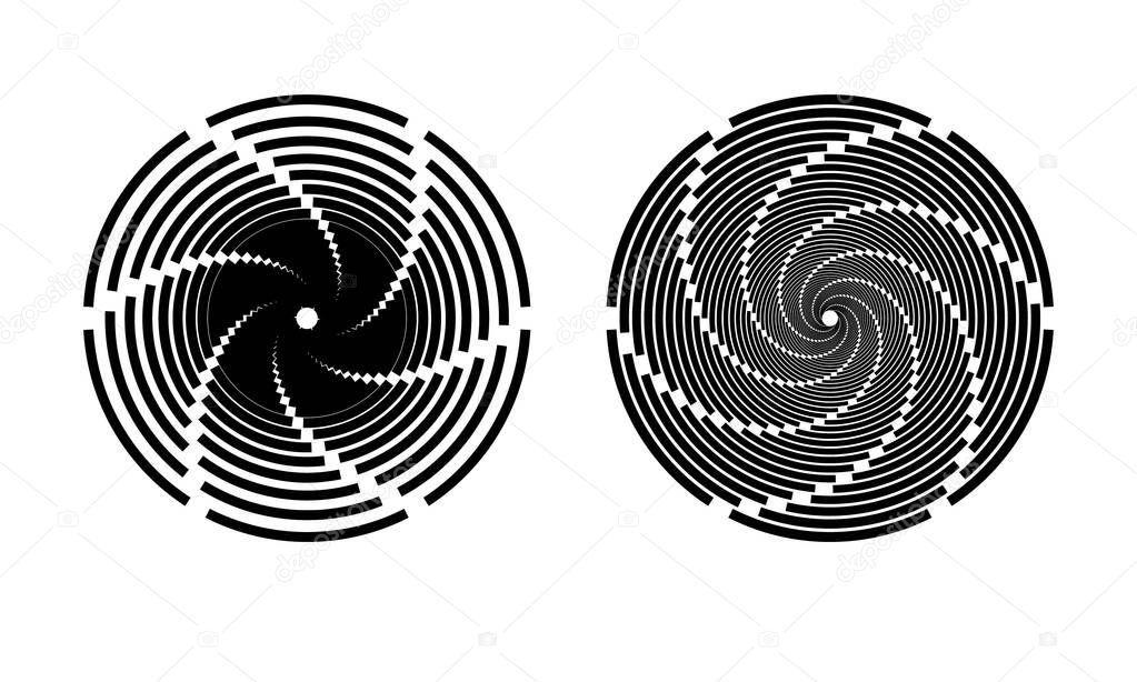 hypnotic swirl lines in circle. halftone effect lines as logo or icon.