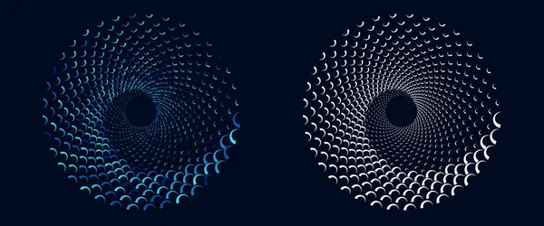 Círculo Espiral Medio Tono Con Olas Estilo Mar — Archivo Imágenes Vectoriales