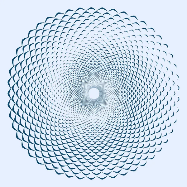 Голубой Полутоновый Спиральный Круг Волнами Морском Стиле — стоковый вектор
