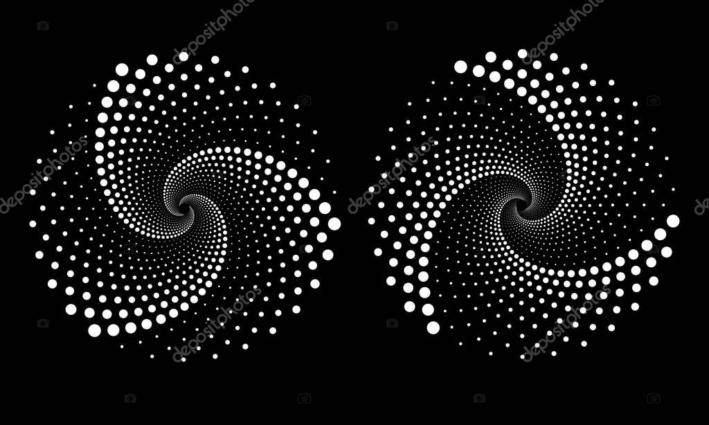 Abstract dotted vector background. Halftone effect. Spiral dotted background or icon. Yin and yang style