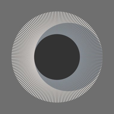 Yarım tonluk radyal çizgiler daireler çiziyor. Simge, logo veya dövme için kullanılabilir.
