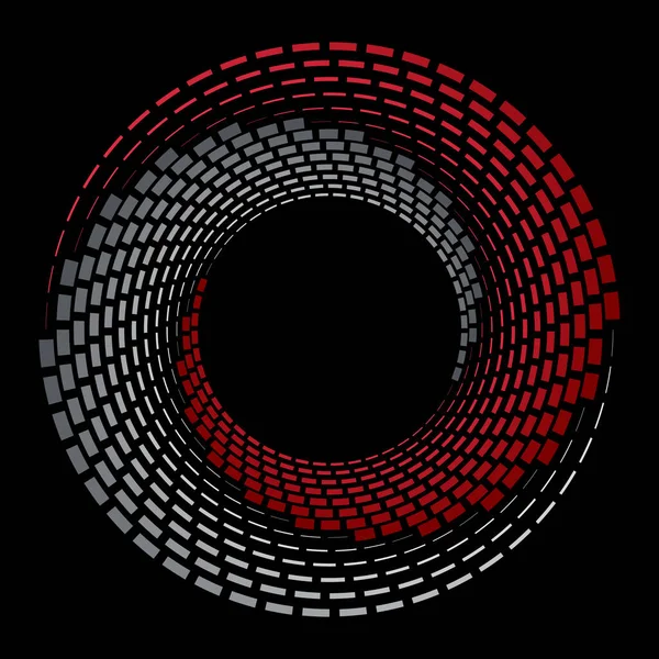 Halftone Design Element Cirkelvorm Rechthoek Rondte Rood Wit Yin Yang — Stockvector