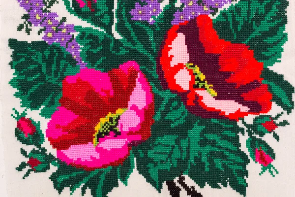 Embroidered good by cross-stitch pattern — Stock Photo, Image