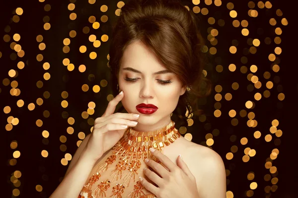 Beauty Make-up. Glamour-Frau mit perfektem Hautbild. schönheit — Stockfoto