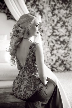 Beautiful model with elegant hairstyle. Beauty fashion woman wit