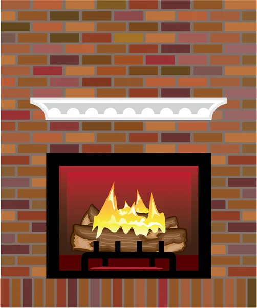 Brick Fireplace vector — Stock Vector