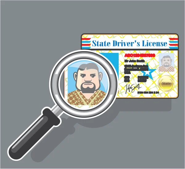 Driver's License under Magnifying glass — Stock Vector