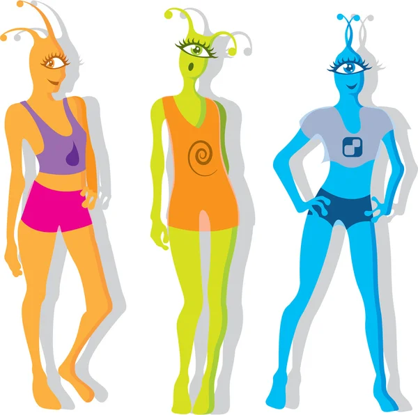 Alien Girls vector — Stock Vector