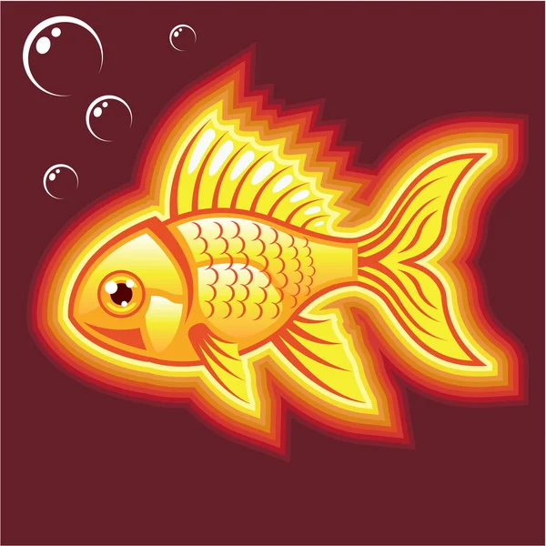 Vector gold fish glowing bright — Stock Vector