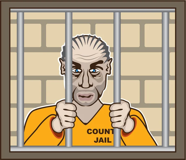 Criminal en la cárcel — Vector de stock