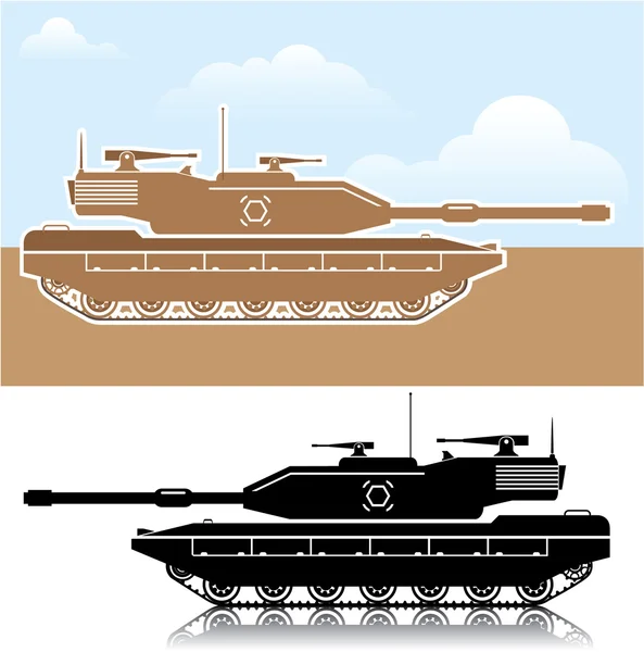 Vojenský Tank jednoduchý vektor — Stockový vektor