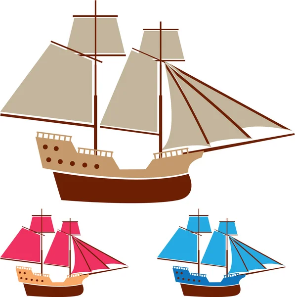 Vettore della nave a vela vintage — Vettoriale Stock