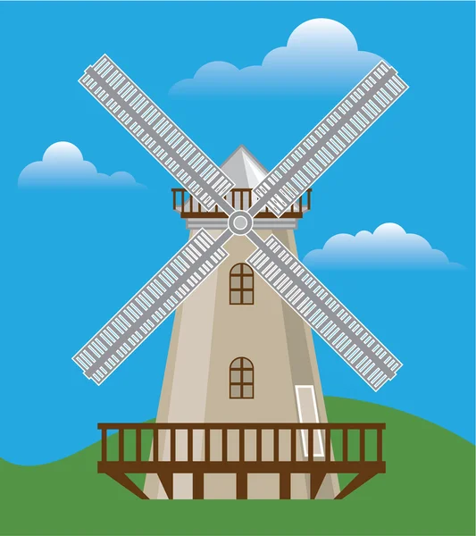 Moulin à vent en couleur — Image vectorielle