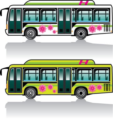 Yeşil hibrid otobüs vektör