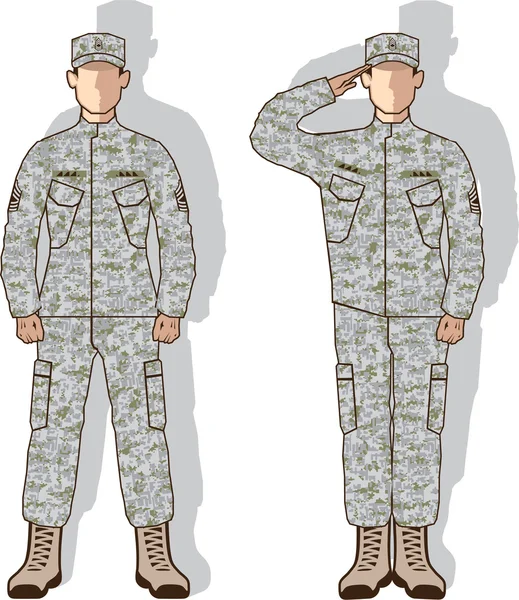 Soldat in Uniform salutiert — Stockvektor