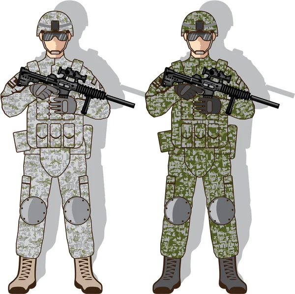 Soldat in voller Ausrüstung — Stockvektor