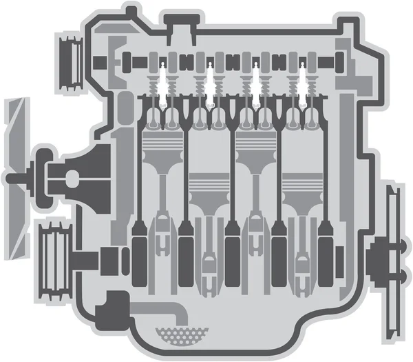 4 cylindrowy silnik wektor — Wektor stockowy