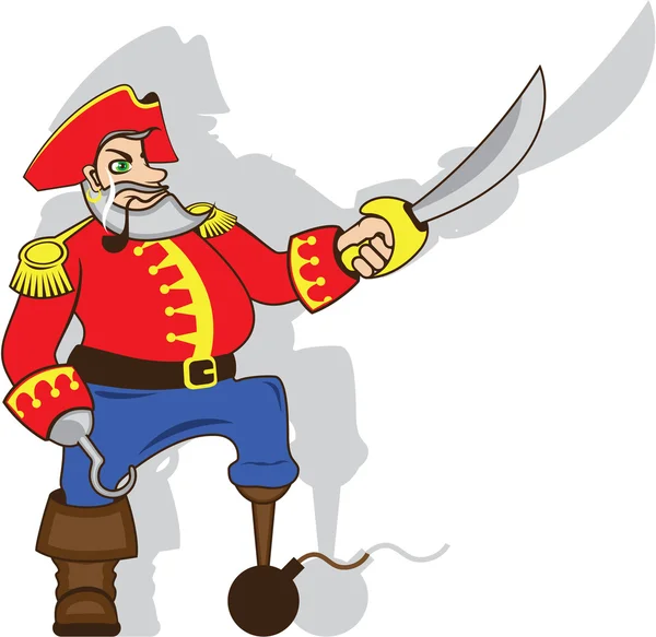 Capitaine dessin animé courageux — Image vectorielle