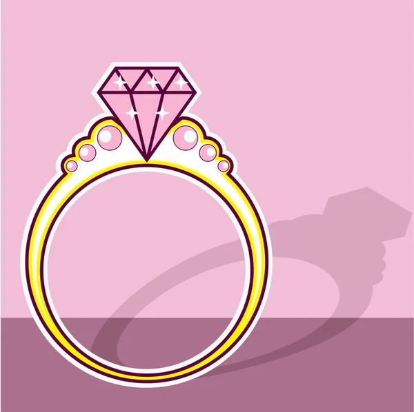 Anillo de diamante rosa — Archivo Imágenes Vectoriales