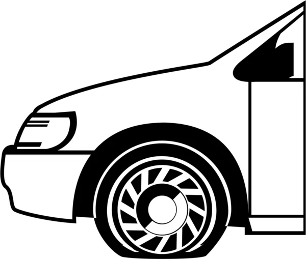 Flat tire black n white vector — Stock Vector