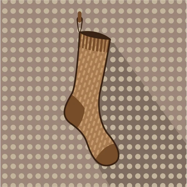 Brown sock hanging — Stock Vector