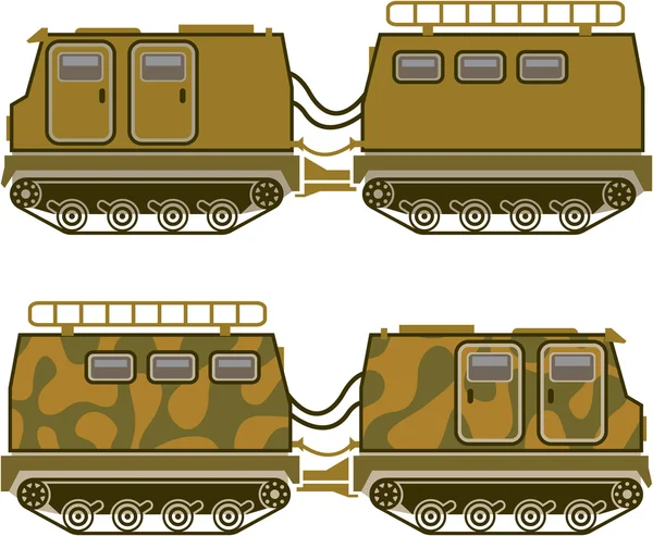 Tractor de seguimiento de expedición militar — Vector de stock