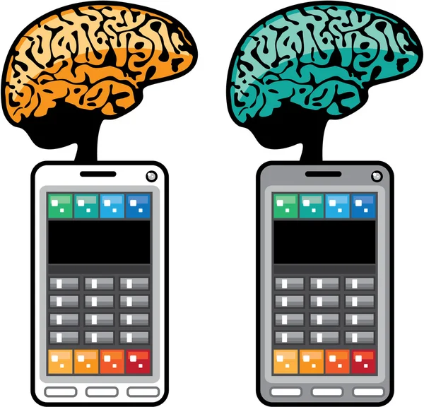 Slimste telefoon vector met een brein — Stockvector