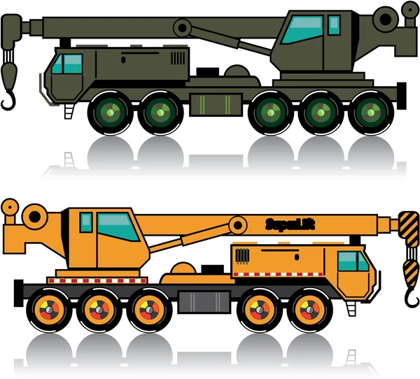 Military heavy crane truck. n orange one. — Stock Vector