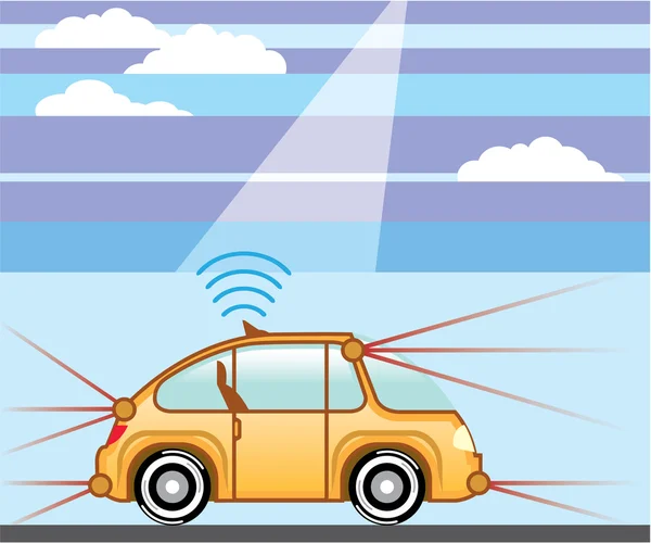 Voiture sans conducteur. Voiture autonome — Image vectorielle