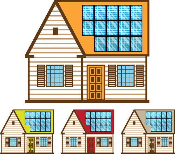 Casa con paneles solares — Vector de stock