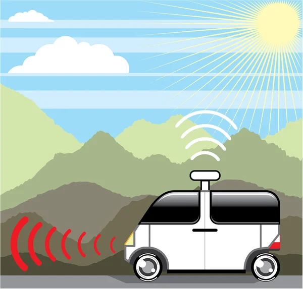 Auto a guida autonoma. Auto senza conducente . — Vettoriale Stock