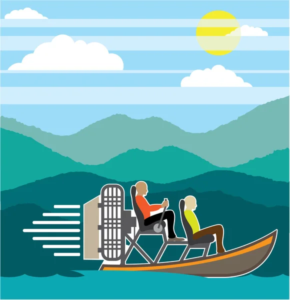 Mocsári hajóútra Airboat — Stock Vector