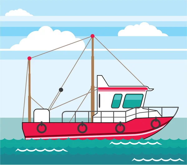 Vector barco de pesca — Vector de stock