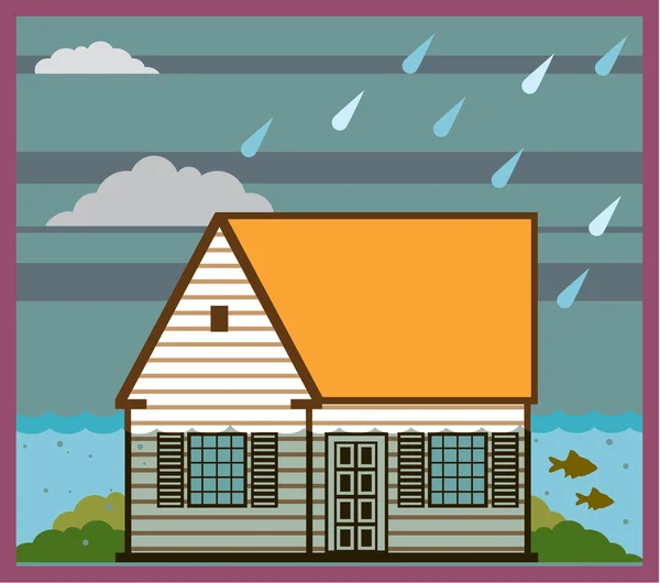 Vecteur de maison inondée — Image vectorielle