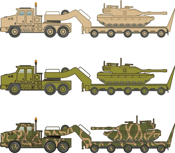 Vojenské auto tahání tank vektor — Stockový vektor