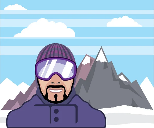 Snow goggles. Bergen landschap. — Stockvector