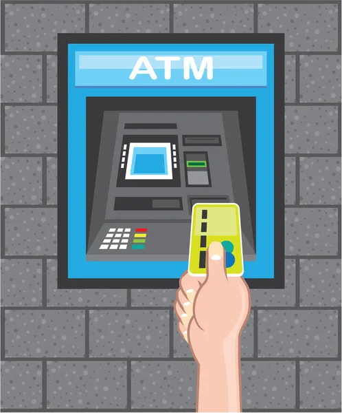 ATM mão humana com um cartão Vector — Vetor de Stock