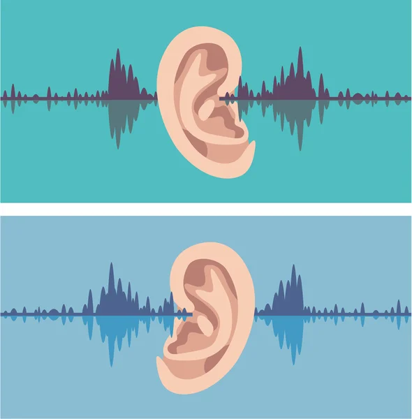 Onde sonore à travers l'oreille humaine — Image vectorielle