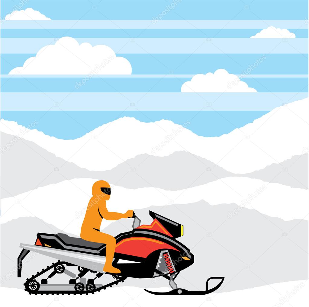 Snowmobile landscape vector