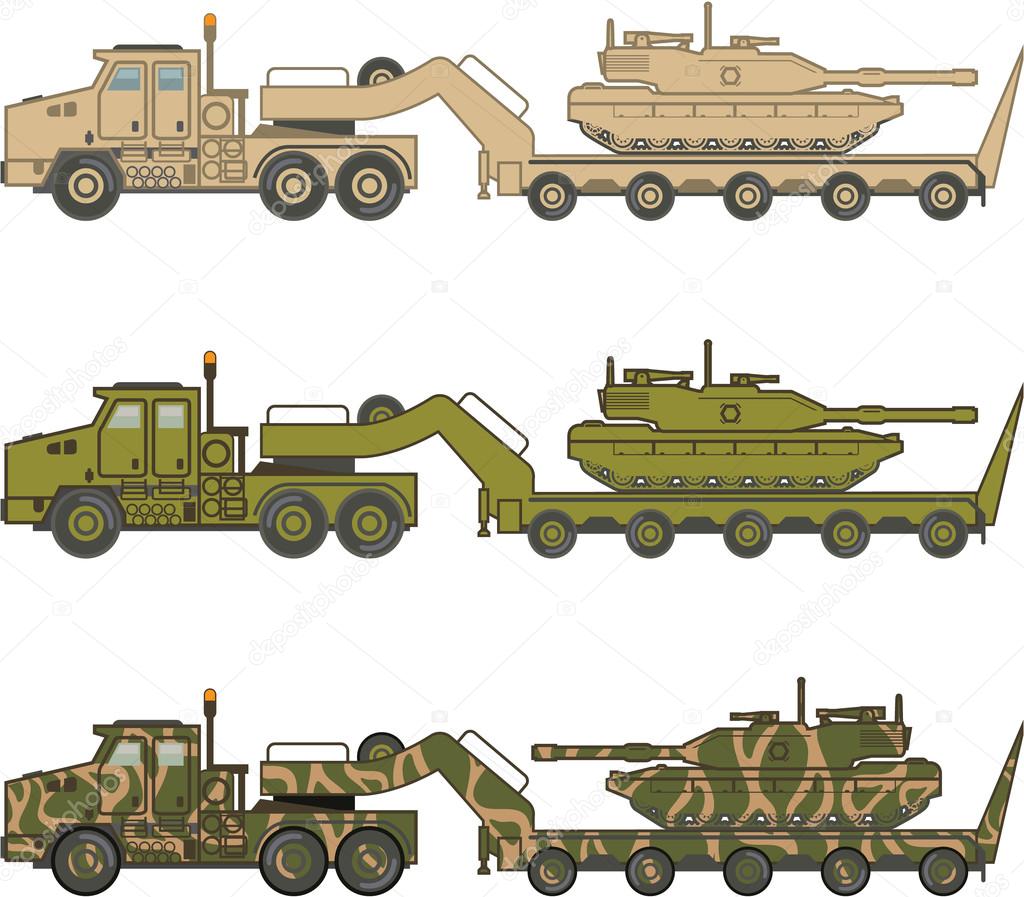 Military Truck pulling tank vector