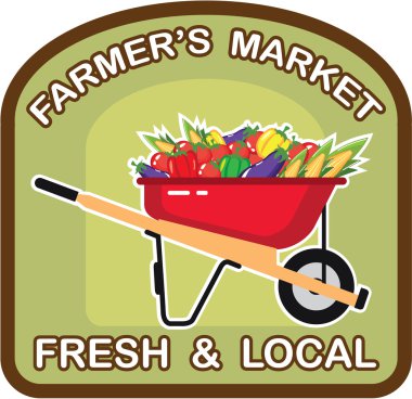 Taze ve yerel Farmer's Market işareti vektör