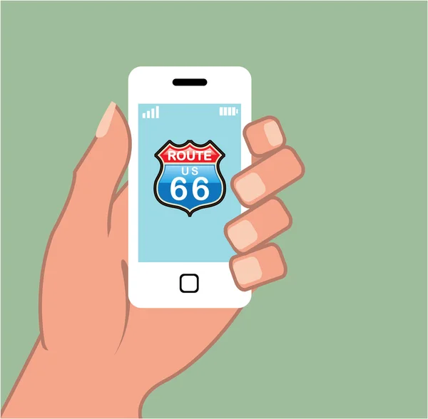 Akıllı telefon vektör uygulama Route 66 — Stok Vektör
