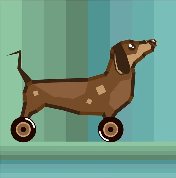 Dog on Wheels — Stock Vector