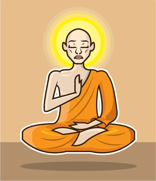 Meditál úszó szerzetes vektor Art — Stock Vector