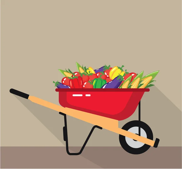 Carrete de rueda lleno de verduras Vector — Vector de stock