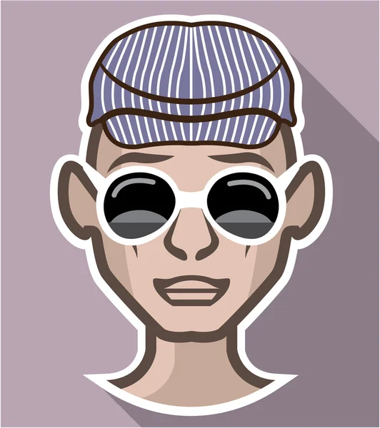 Cara Avatar óculos chapéu — Vetor de Stock
